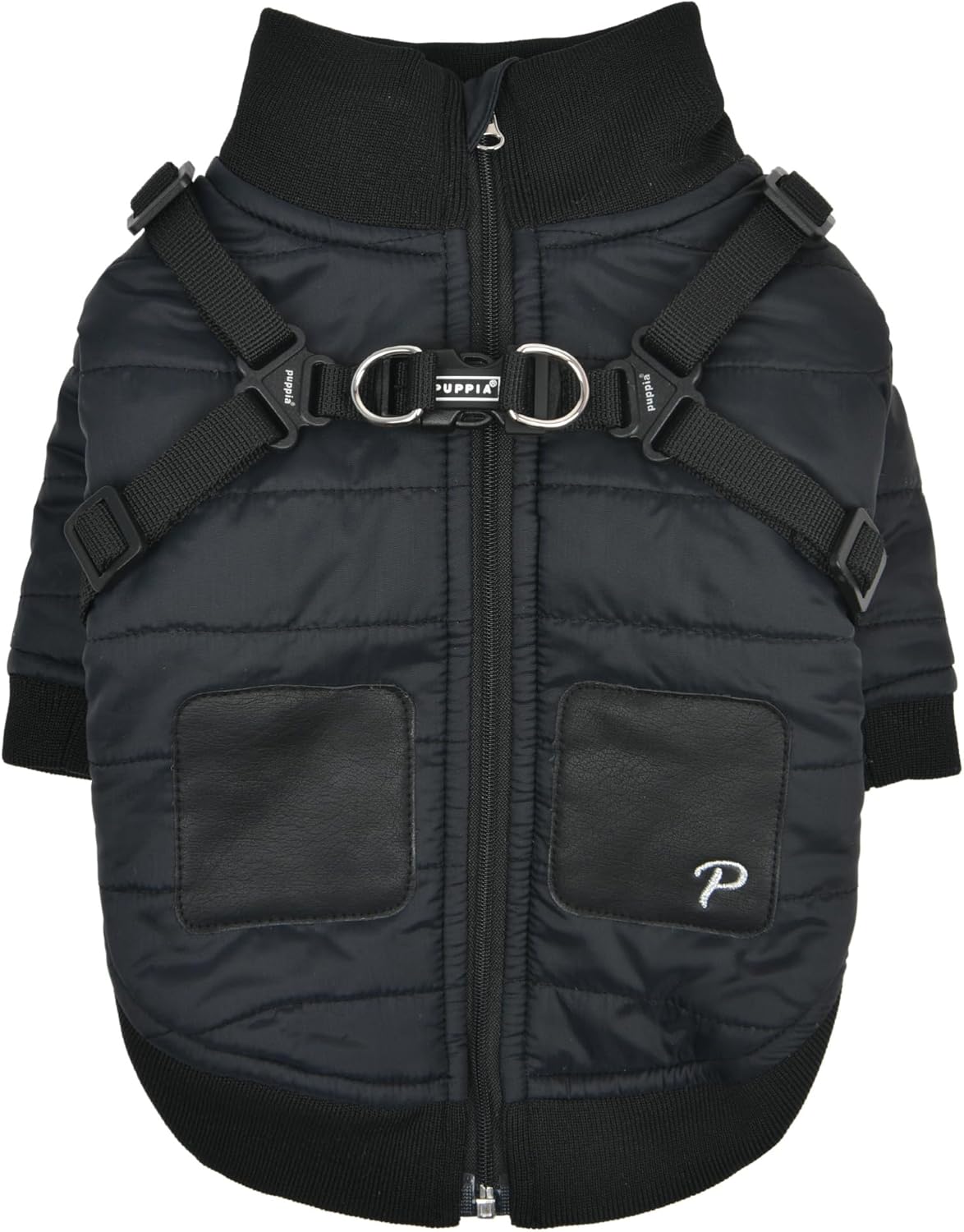 Puppia Stratus Dog Jumper Winter Season Intrgrated Harness for Small and Medium Dogs, Black, Medium