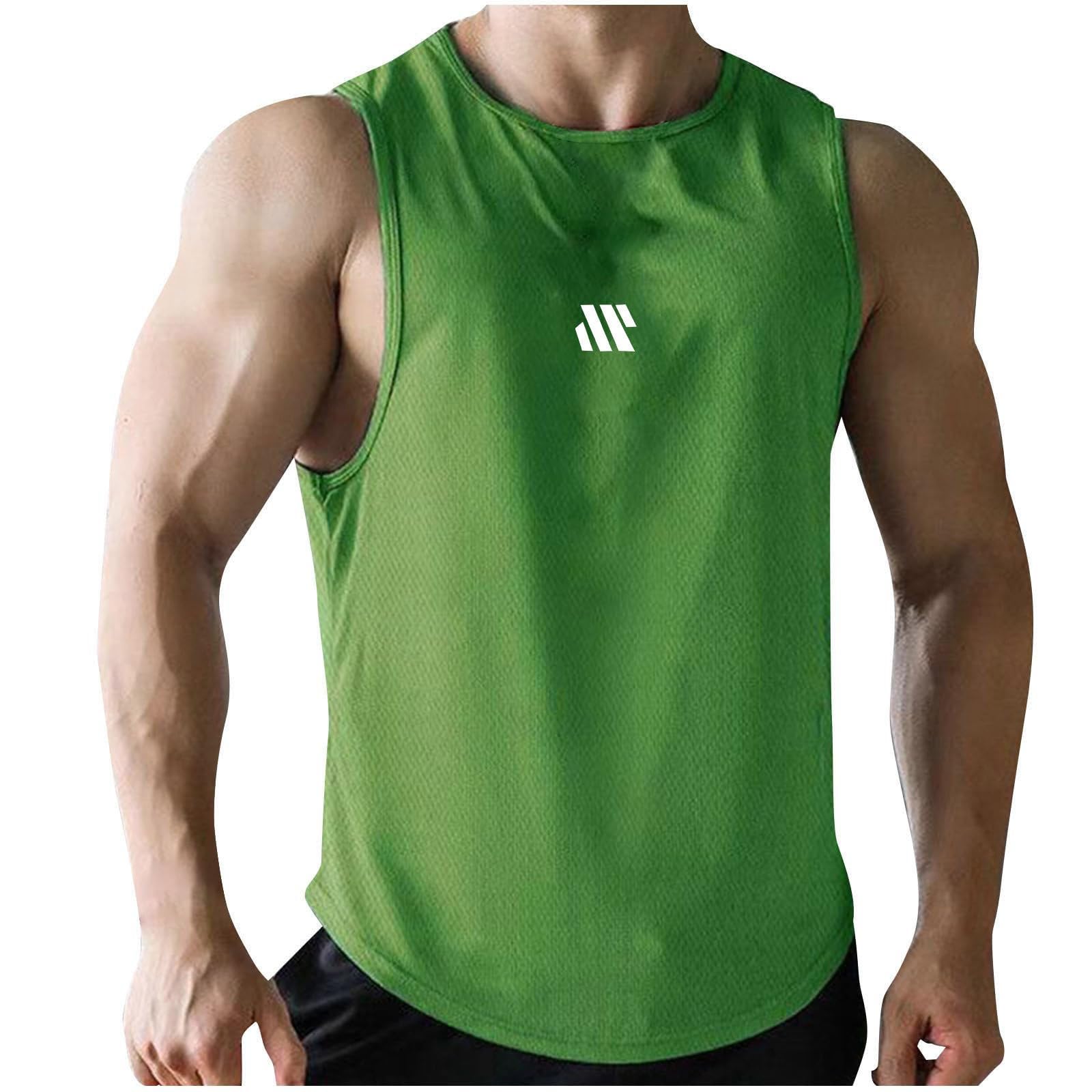 Heren Running Tank Top Sport Gym Strand Zomer Tank Shirts Workout Atletische A-Shirt Spier Ondershirts Spier Shirts Mouwloos 2026 Losse Heren Tank Tops Vakantie Basics Losse Fit, GN1, L