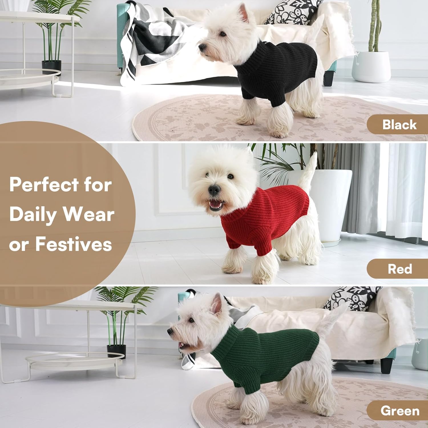 Queenmore Dog Sweaters for Large Dogs,Dog Christmas Sweater,Large Dog Sweaters for Female Dogs, Thick Knit Turtleneck Pullover,Extremely Soft & Warm Pet Winter Clothes for Girl Boy Male
