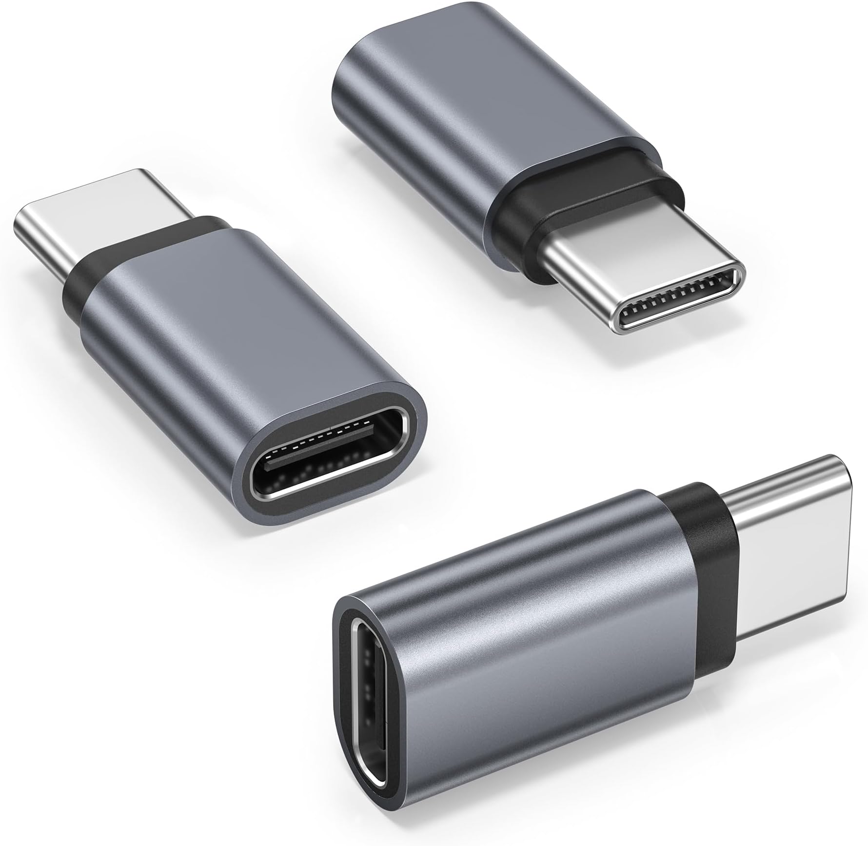 Basesailor USB Type C Extender Adapter 3Pack,100W PD USBC Male to Female Extension Converter,40Gbps USB4 Thunderbolt 4 3 Extended Connector for iPhone 17 17e 16 Pro,MacBook,Otterbox Case,Samsung S26