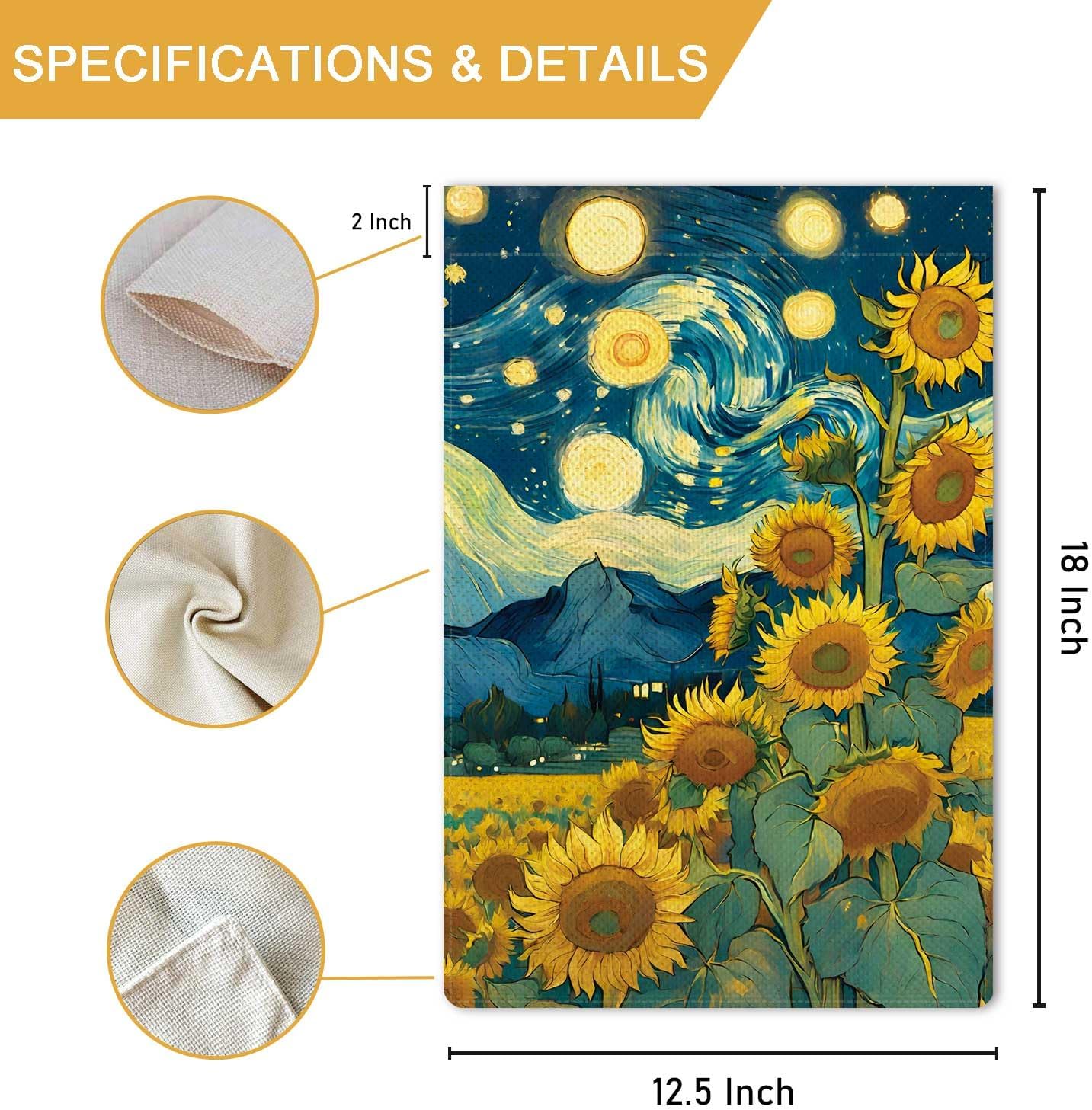 Autumn Sunflowers Garden Flag Fall Starry Night Garden Flag Vertical Double Sided Rustic Farmland Burlap Yard Lawn Outdoor Decor 12.5x18" - Image 5