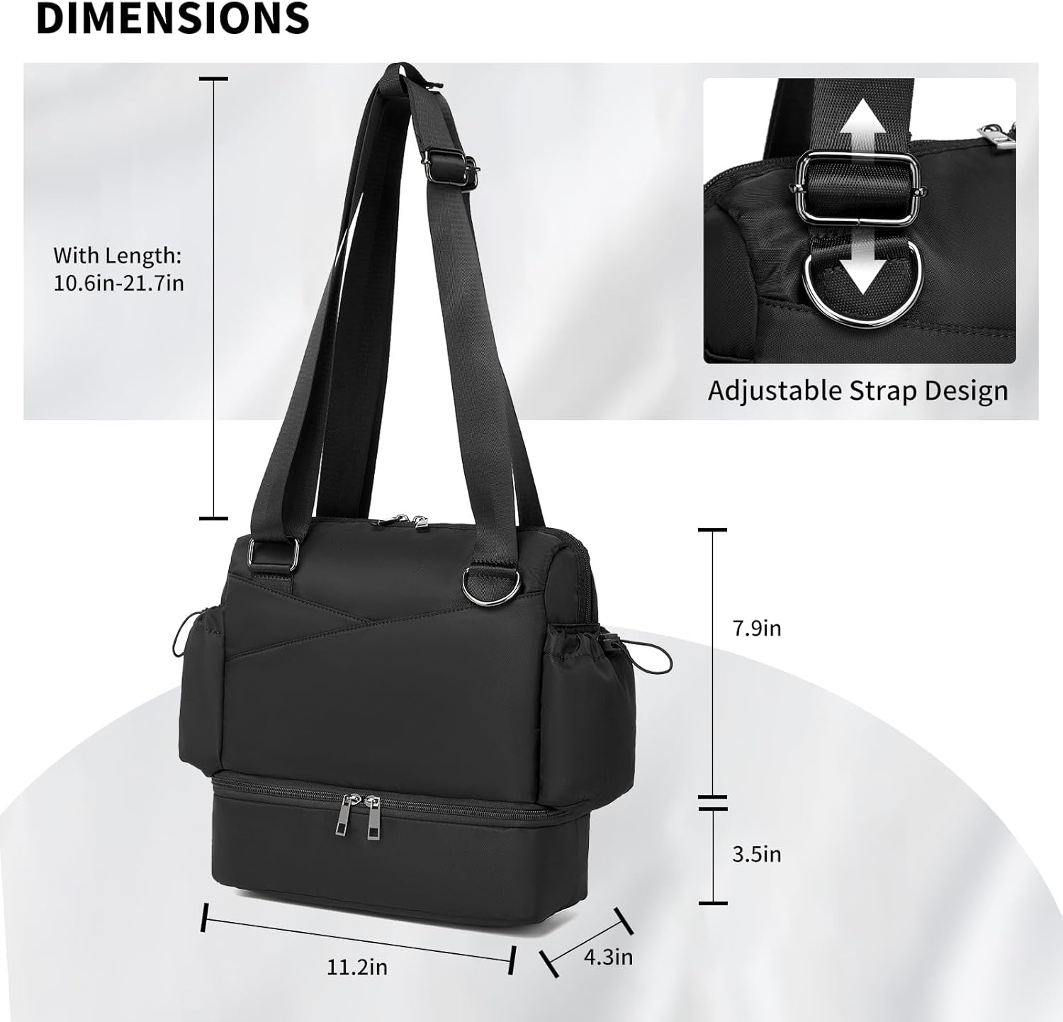 Small Gym Bag for Women,Mini Gym Duffle Bag with Independent Compartment Lightweight Gym Tote Bag Sport Duffle Bag for Travel Workout Dance Yoga-Black - Image 4