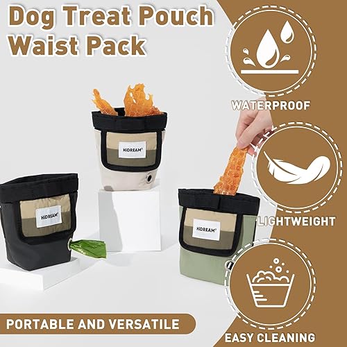 Miniatura 6 de ETIAL Riñonera con bolsa de golosinas para perros, cierre magnético, 3 vías de uso, nailon resistente al agua, dispensador de bolsas para