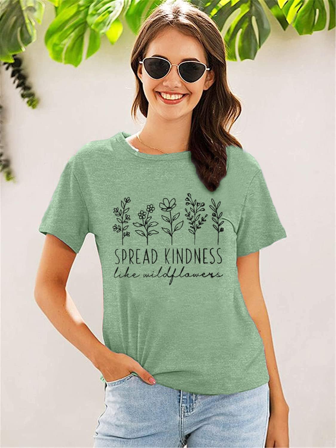 Spread Kindness Like Flower T-Shirt for Women Flower Graphic Shirt Casual Positive Inspirational Short Sleeve Top - Image 6