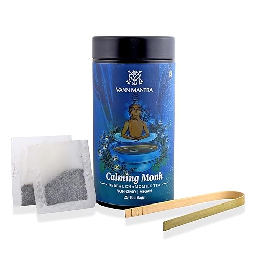 Vann Mantra Té de manzanilla de hierbas calmante monje té sin cafeína para dormir -25 bolsas de té, 1.32 oz, sin OMG