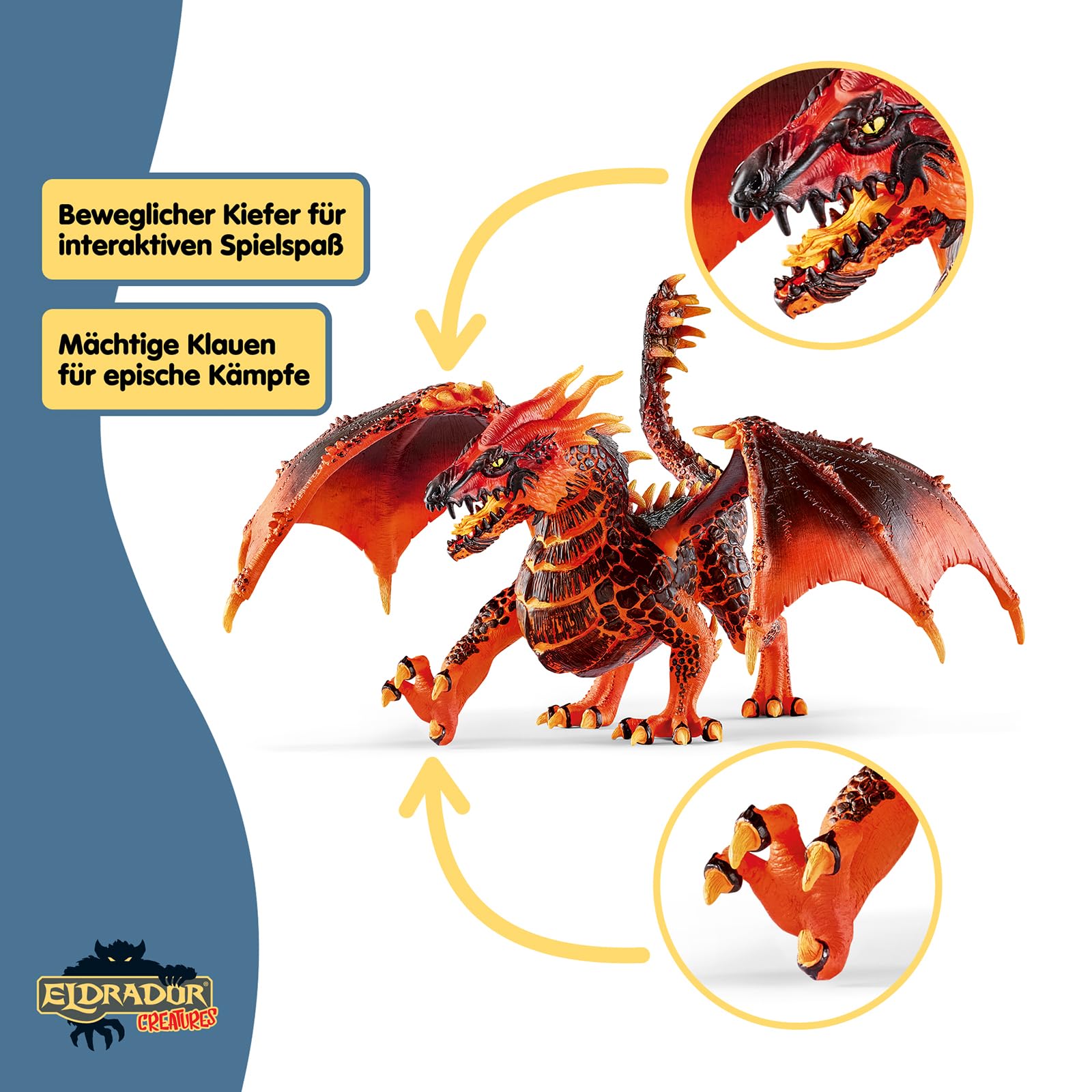 Besuche den Schleich- SCHLEICH ELDRADOR Creatures | Lavadrache 70138 | ELDRADOR Monster Spielfigur mit beweglichem Unterkiefer und Flügeln | Geschenk für Mädchen und Jungen | ab 7 Jahren | 20 x 14 x 15 cm in use