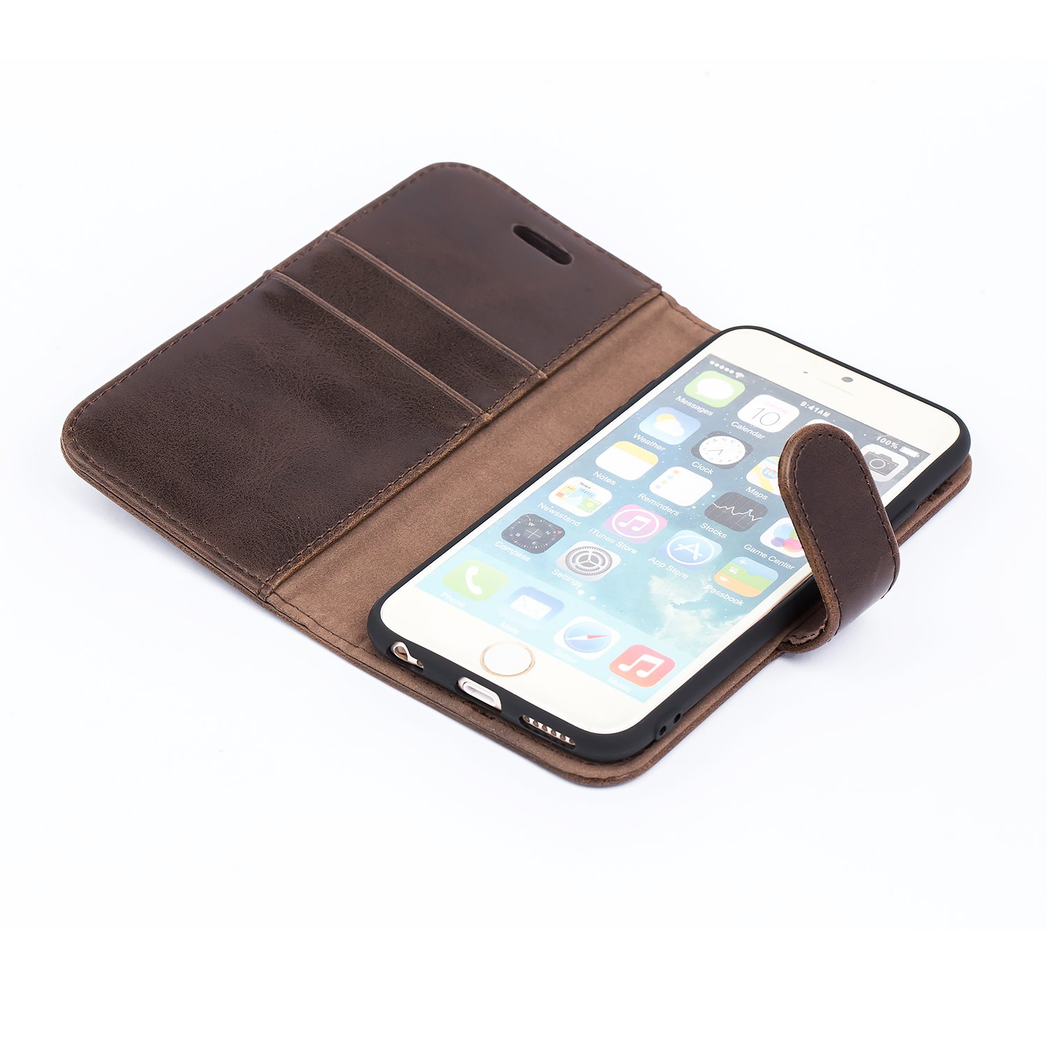 Mulbess Cover per iPhone 6S / iPhone 6, Custodia Sintetica in Pelle, Tasca Slot Carta, Supporto Stand, Magnetica Chiusura Case, Vintage caffè Marrone