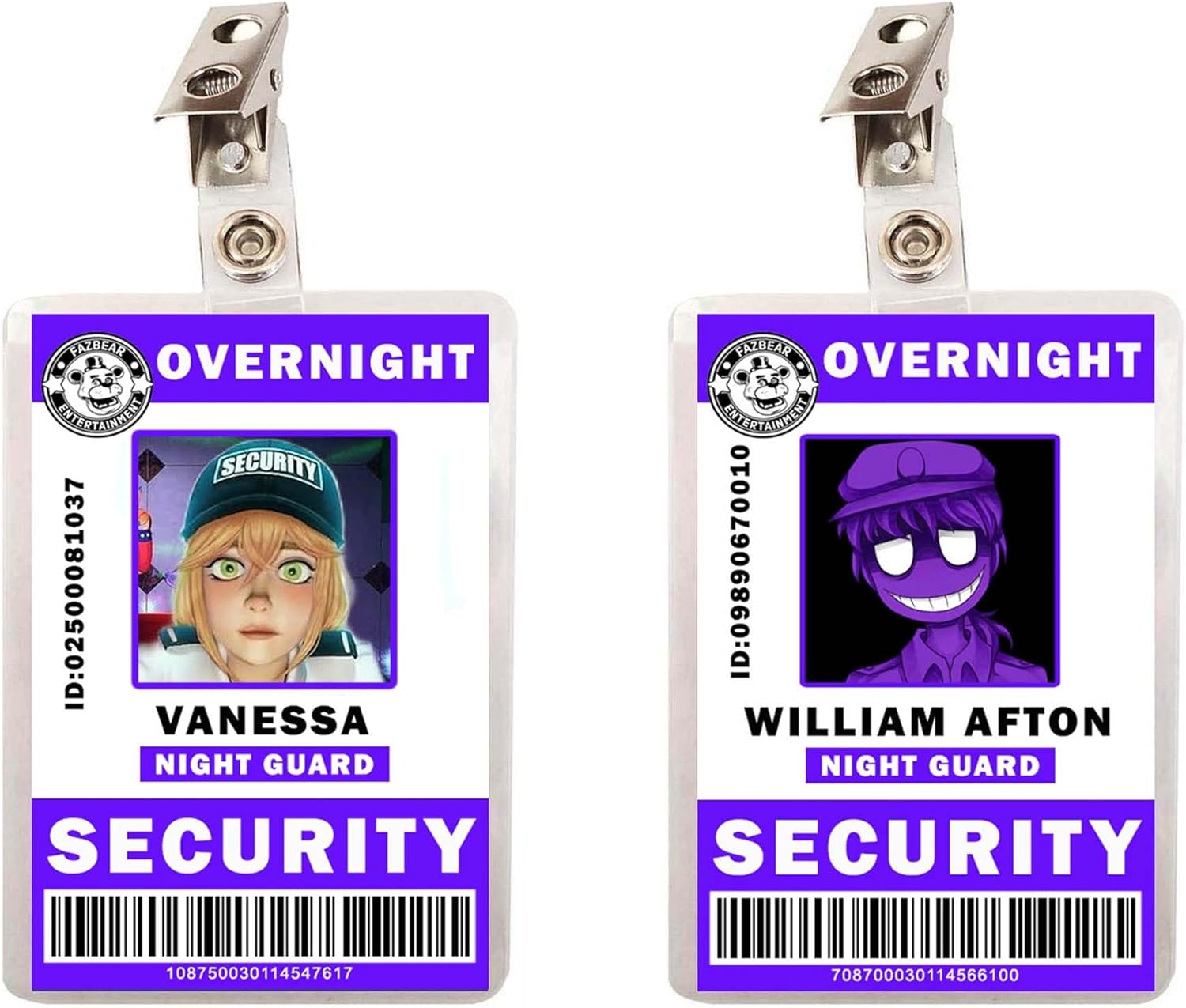 Amazon.com : FNAF William Afton & Vanessa Security Set of 2 ID Badges ...