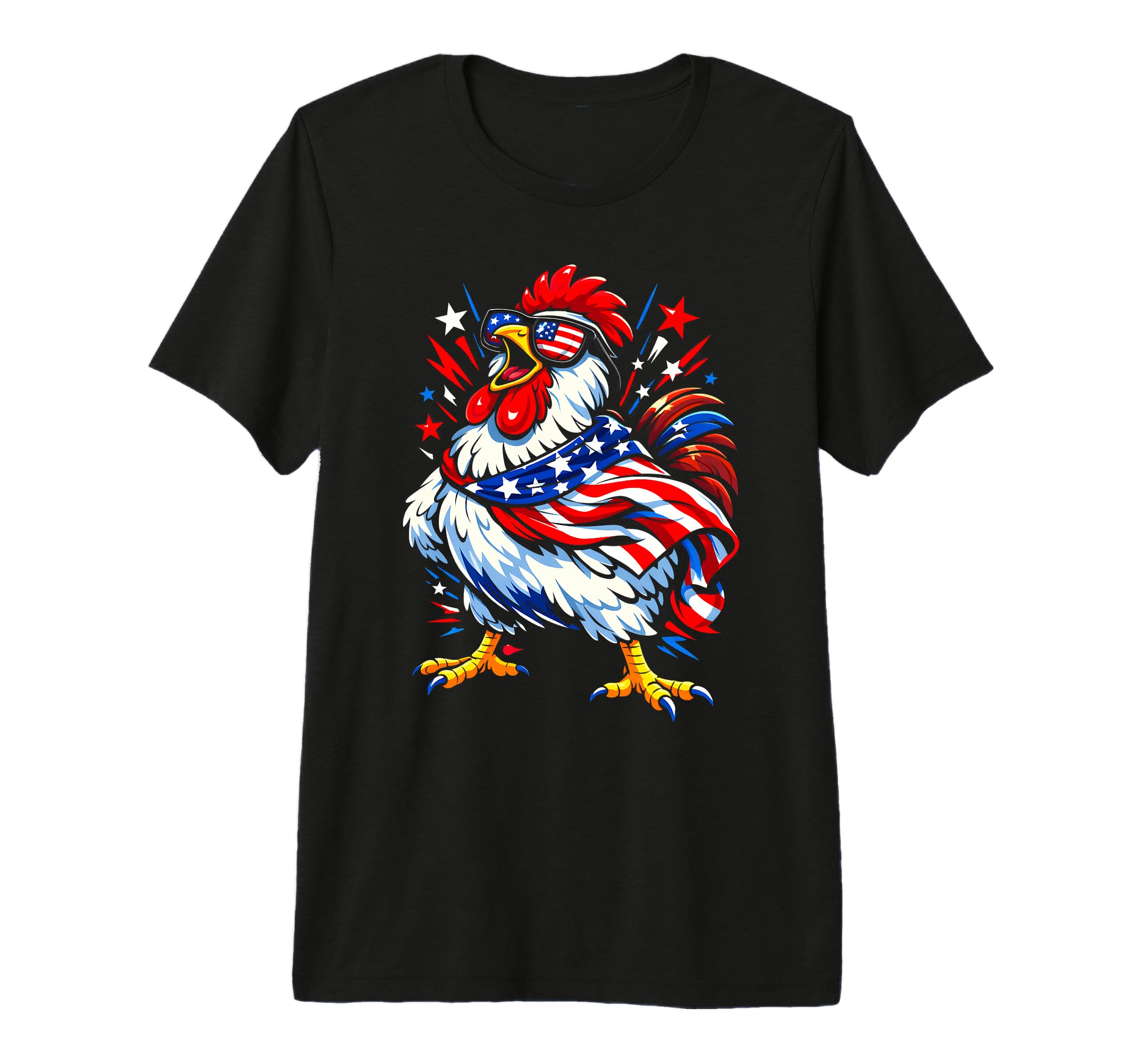Funny Patriotic 4th of July Chicken Americana USA Flag Premium Tri-Blend T-Shirt