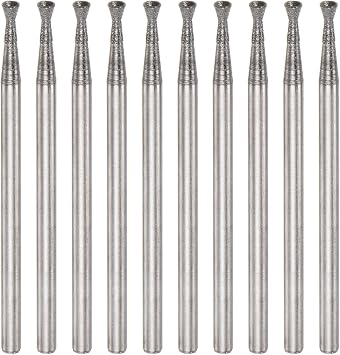 uxcell Set of 10 Diamond Grinding Heads 2 mm Diameter 3/32 Shank Engraving Drill Bits Spherical Head Rotary Tool for Polishing Engraving Gemstones Stone Ceramics