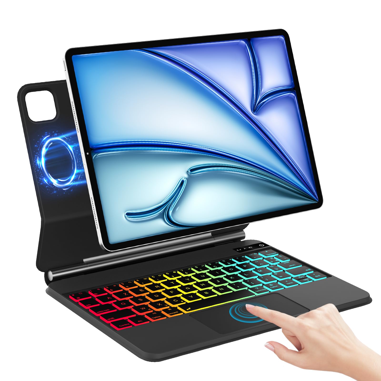 Clavier pour iPad Air 11" M4/M3/M2/5/4/Pro 11avec Coque, Support Flottant