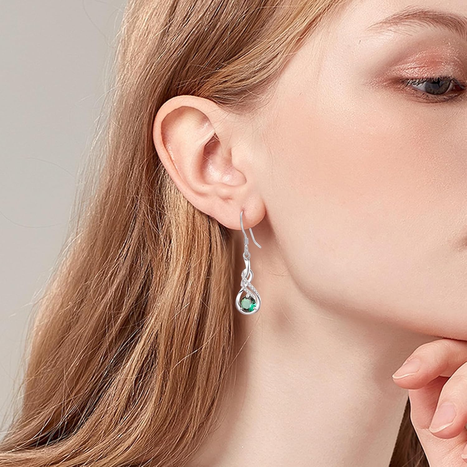 KINGWHYTE Infinity Earrings 925 Sterling Silver Infinity Created Earrings for Women Birthstone Dangle Earrings for Girls Birthday Anniversary Infinity Gifts - Image 5