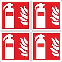 pubblimania 4 pièces Extincteur PVC adhésif résistant pour extérieur et intérieur (14,5 x 14,5 cm) (4 extincteurs)