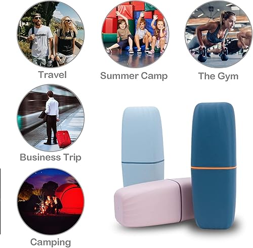 Miniatura 5 de Soporte para cepillo de dientes con tapa, soporte para cepillo de dientes portátil y portacepillos de dientes para baño, escuela, viajes de negocios