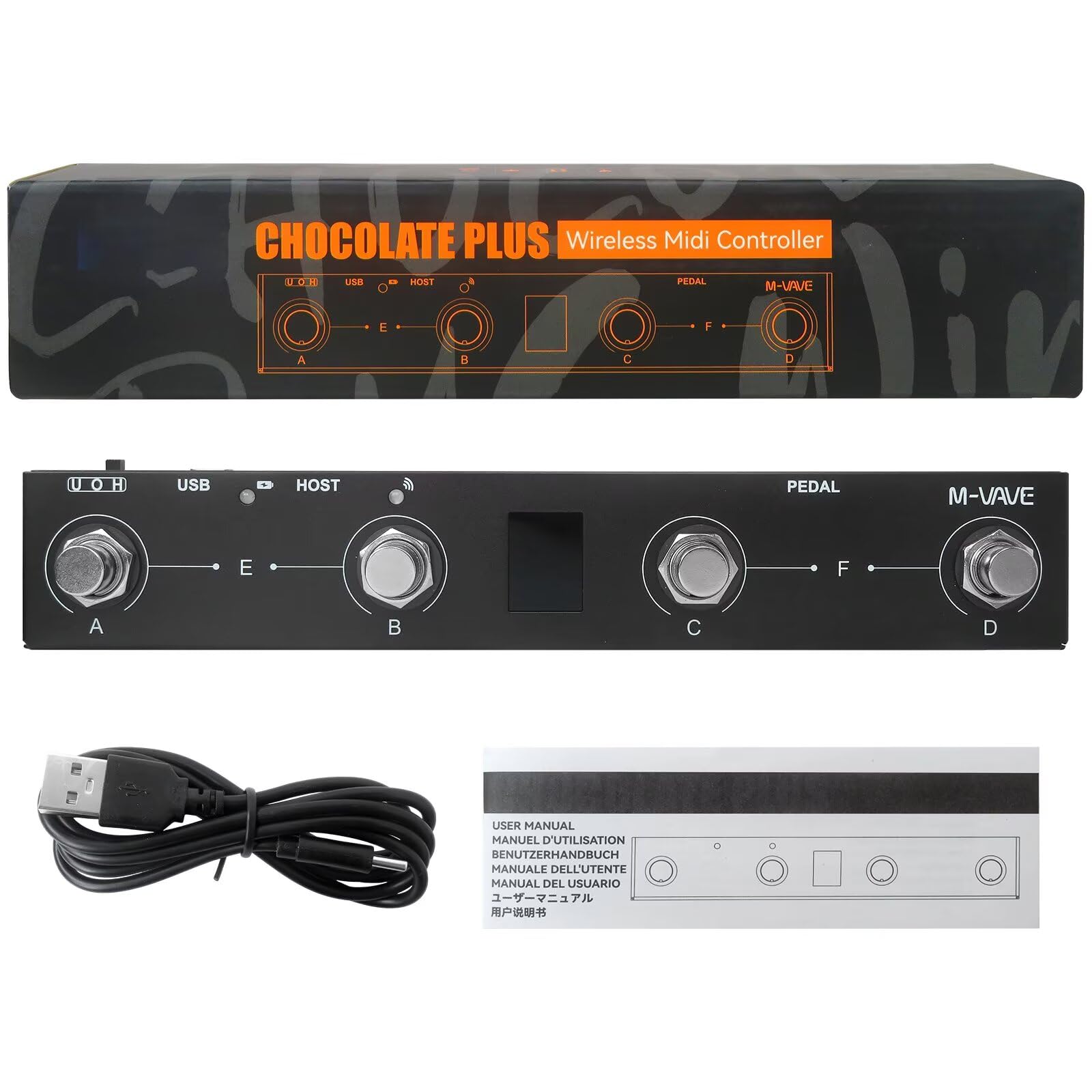 for M-V-AVE Chocolate Plus Wireless MIDI Foot Controller - 4 Button Programmable Pedal for Music Apps