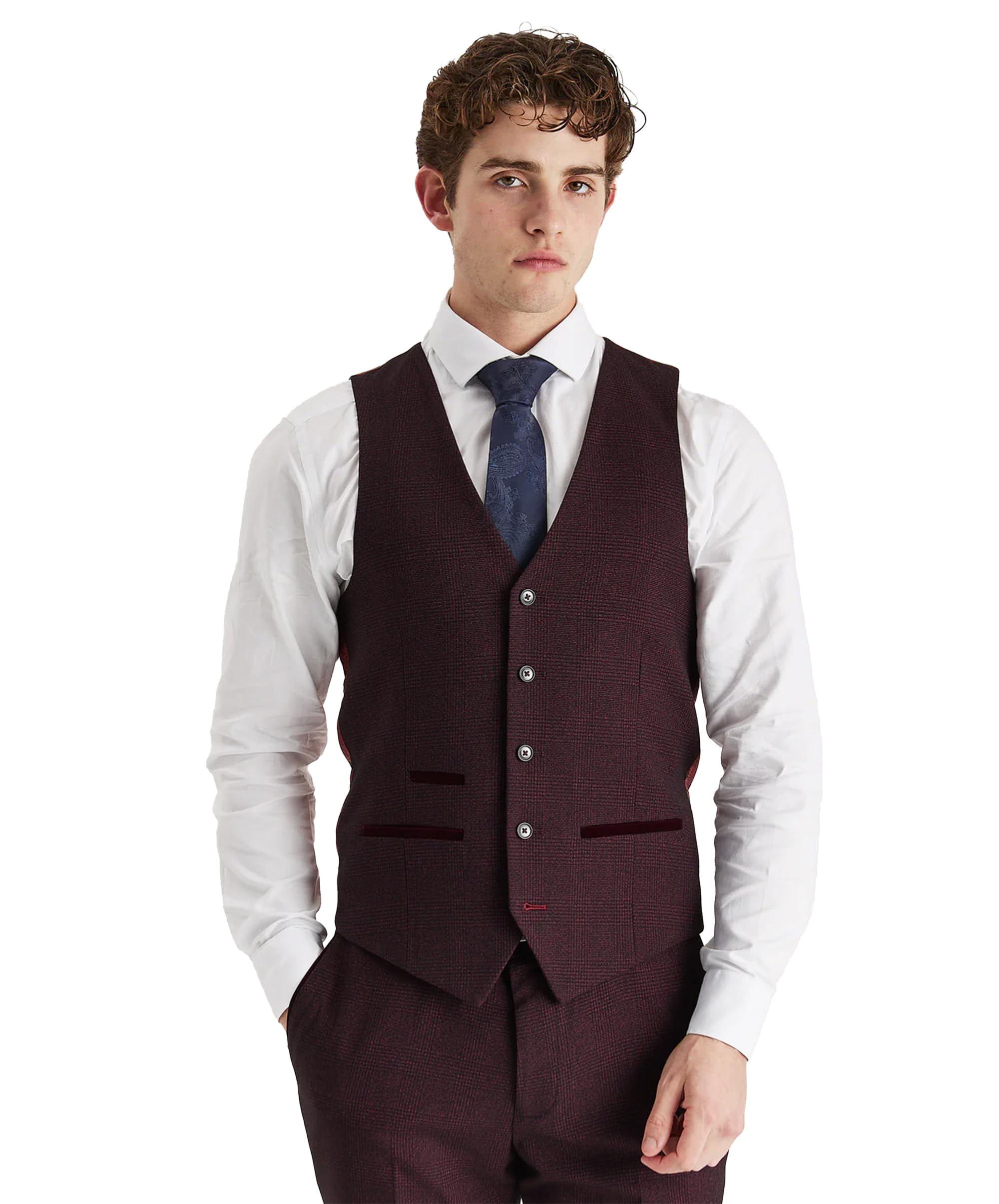SIRRI Completo da Uomo su Misura Glen Check in Stile Tweed, 3 Pezzi, Venduto separatamente, per Matrimoni e Lavoro