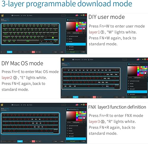 Miniatura 8 de SKYLOONG GK61 SK61 Teclado mecánico 60% 61 teclas portátiles pequeñas teclas completas Teclado programable para juegos Interruptor rojo, teclado