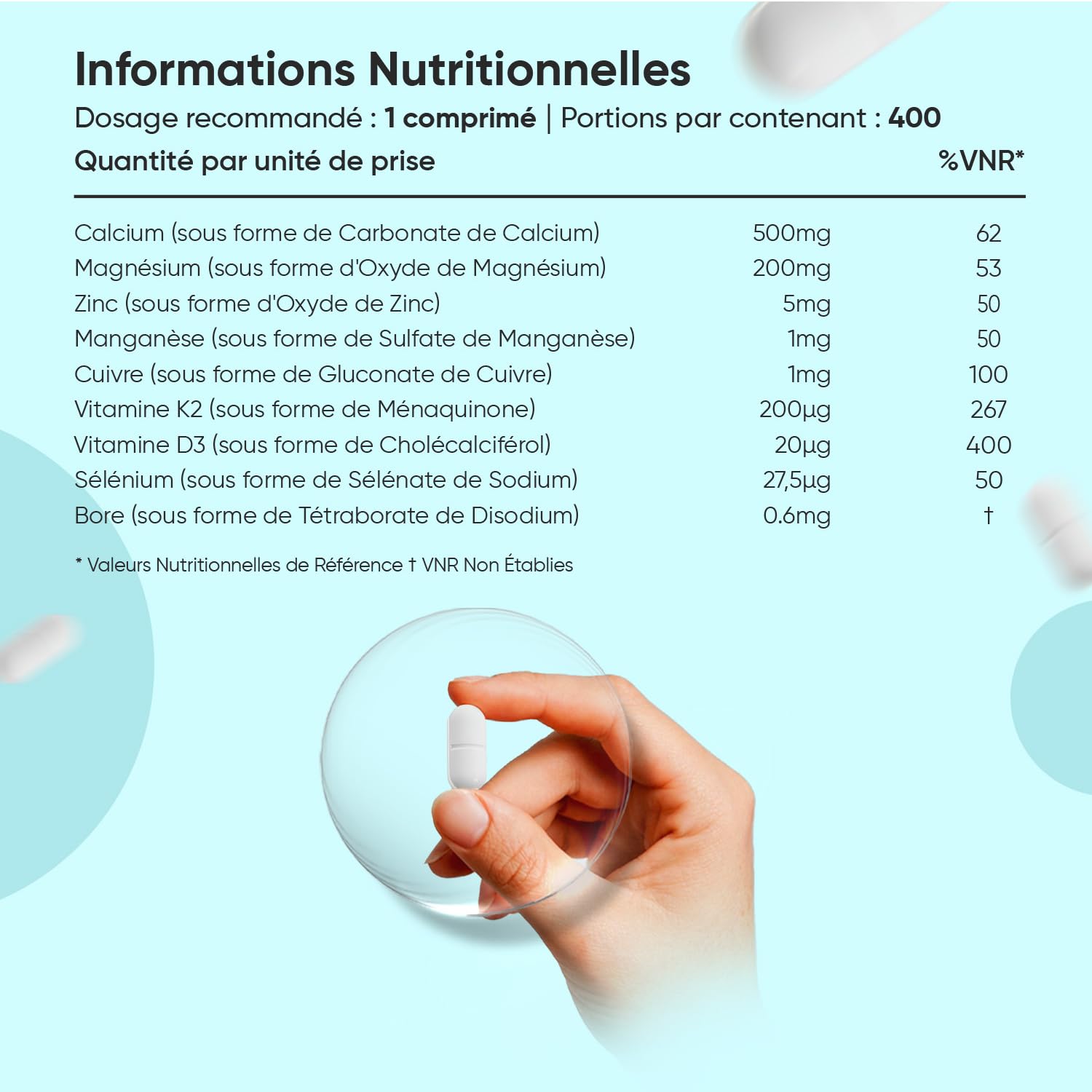 Duo Complémentaire - Calcium Magnésium Zinc Vitamine D3 K2 MK7 400 Comprimés (+ 1 An) - Glucosamine Chondroïtine MSM 180 Gélules, avec Curcuma, Acide Hyaluronique & Vitamine C Acide L Ascorbique