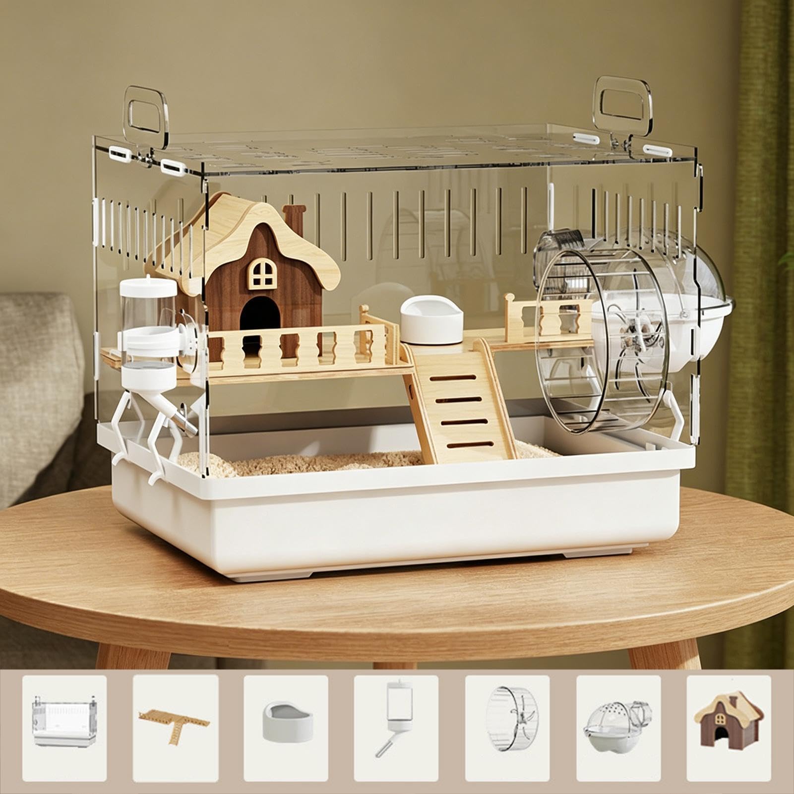 Syrischer Hamsterkäfig,Durchsichtiges Hamsterhaus - Chinchillahaus aus Acryl - Für Tiereltern Halter Schlafzimmer Arbeitszimmer Wohnzimmer Homeoffice Wohnung Unterkünfte
