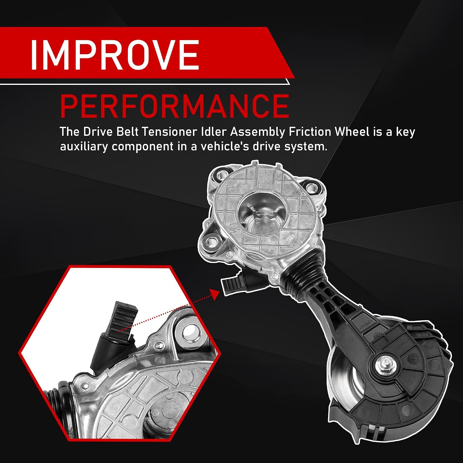 Drive Belt Tensioner Idler Assembly Friction Wheel Compatible with Mini Cooper Paceman Countryman L3 1.5L L4 1.6L 2.0L Replaces 11287598833 11287548848 11287571014 11517545958 11517619020