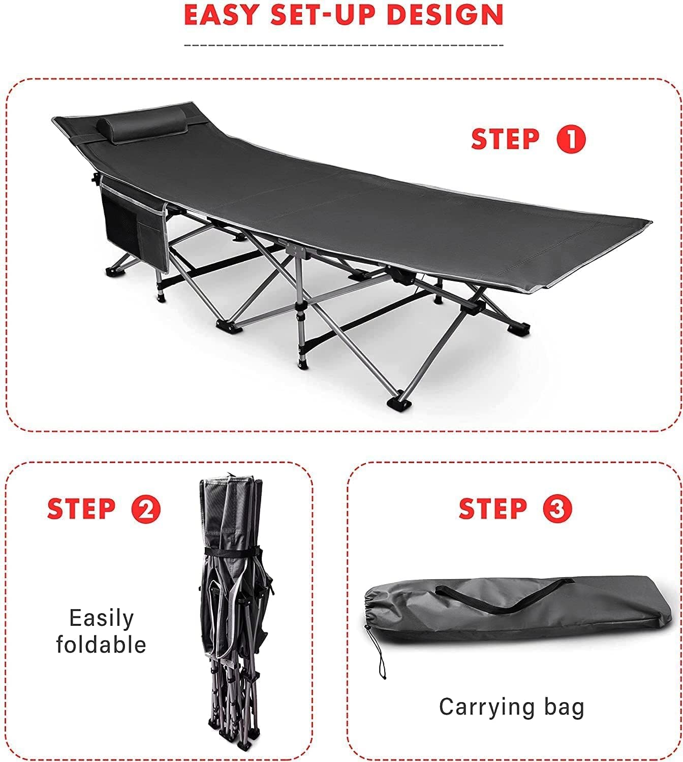 VaygWay Foldable Outdoor Camping Cot and Cot Pad Mattress- Soft Comfortable Lightweight Thick Cotton Sleeping Cot- Portable Hiking, Traveling, Backpacking Waterproof Bottom Pad