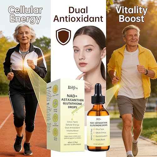 Miniatura 4 de NMN Supplement-NAD+ - Gotas líquidas potenciadoras con glutatión y astaxantina para una mayor absorción, energía celular y soporte antioxidante