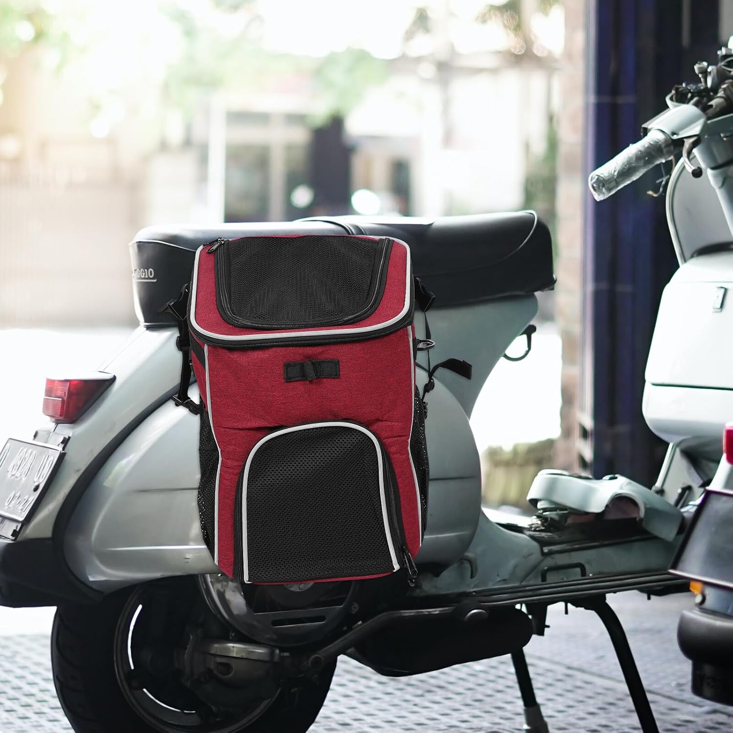 Cabilock Double Shoulder Cycling Dog Backpack with Removable Ventilated Mesh, Small Pet Travel Carrier for Bike Outdoor Hiking and Walking