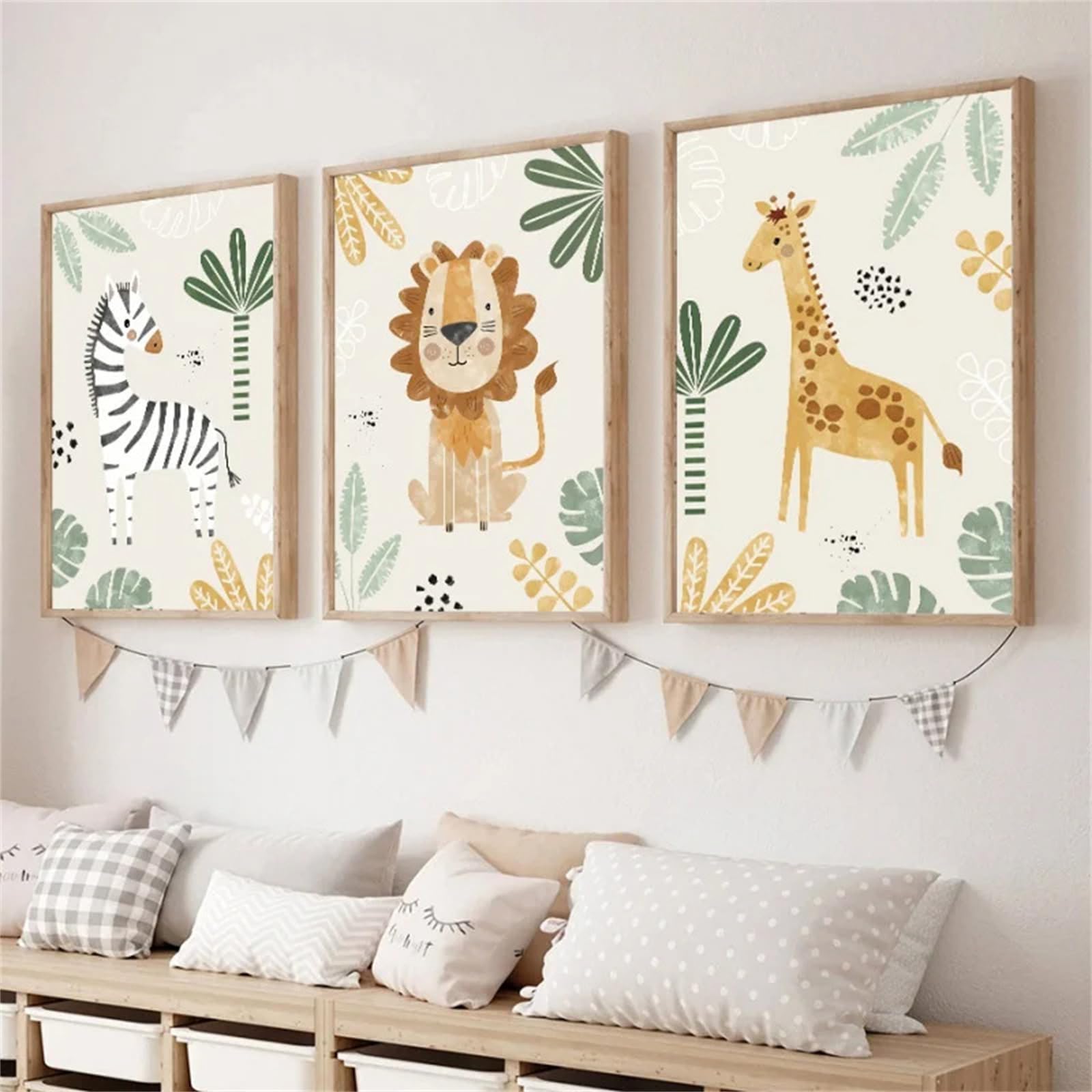 champracer 3er Set Poster Kinderzimmer,Kind Waldtiere Poster Kinder Wandbilder,Deko Babyzimmer Jungen Mädchen,Bilder Kinderzimmer Giraffe Zebra Löwe Bilderwand ohne Rahmen (40 x 50 cm)