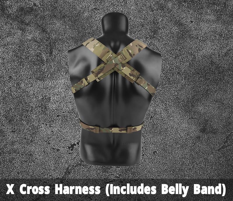 KRYDEX Tactical Chest Rig with Triple 5.56/7.62 Mag Pouch Insert 9mm Mag Pouches and X Harness - Image 6