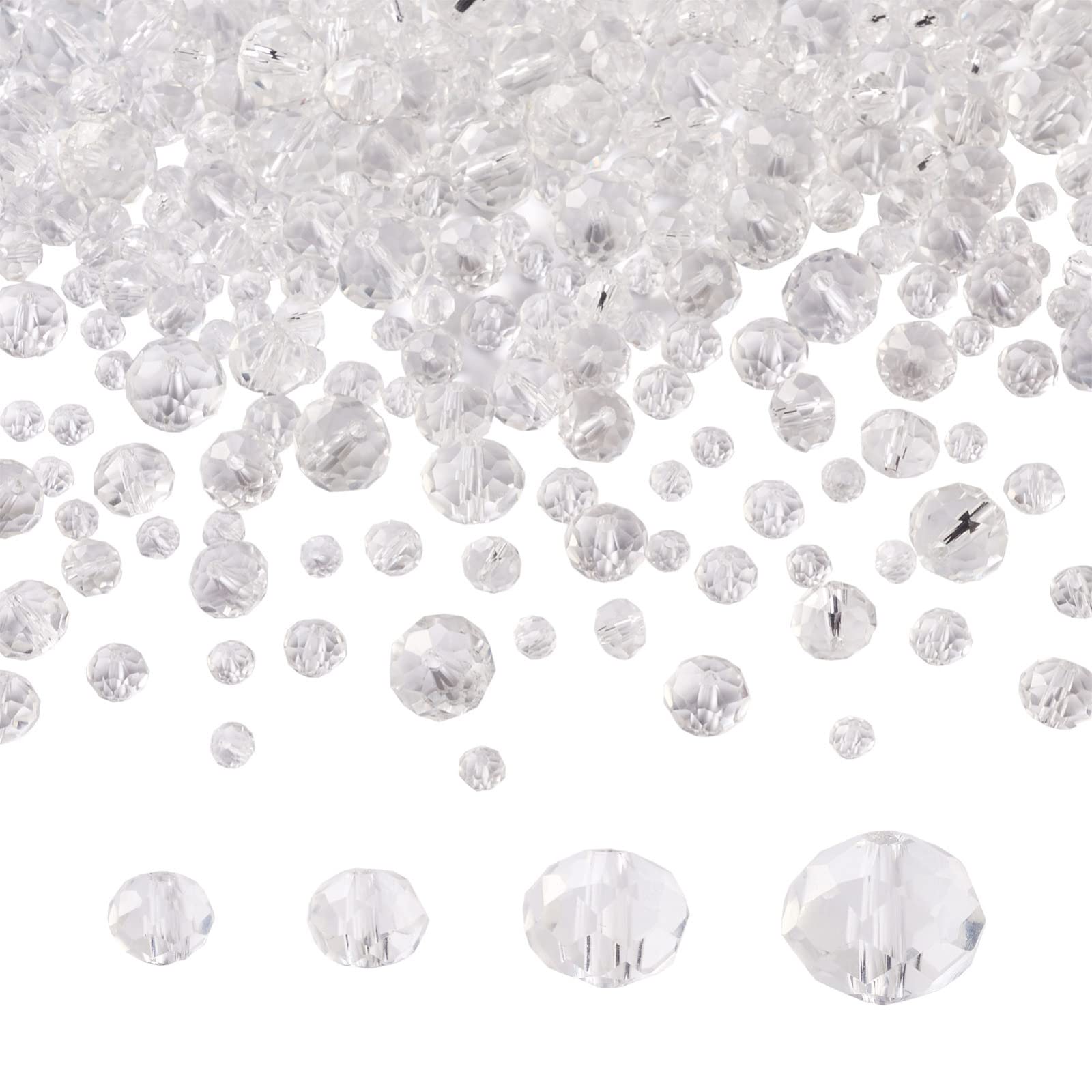 Bestewelry 10 Strands Clear Crystal Glass Beads Transparent Faceted Rondelle Loose Beads Spacer for Bracelet Necklace Earring Jewellery Making — image 1