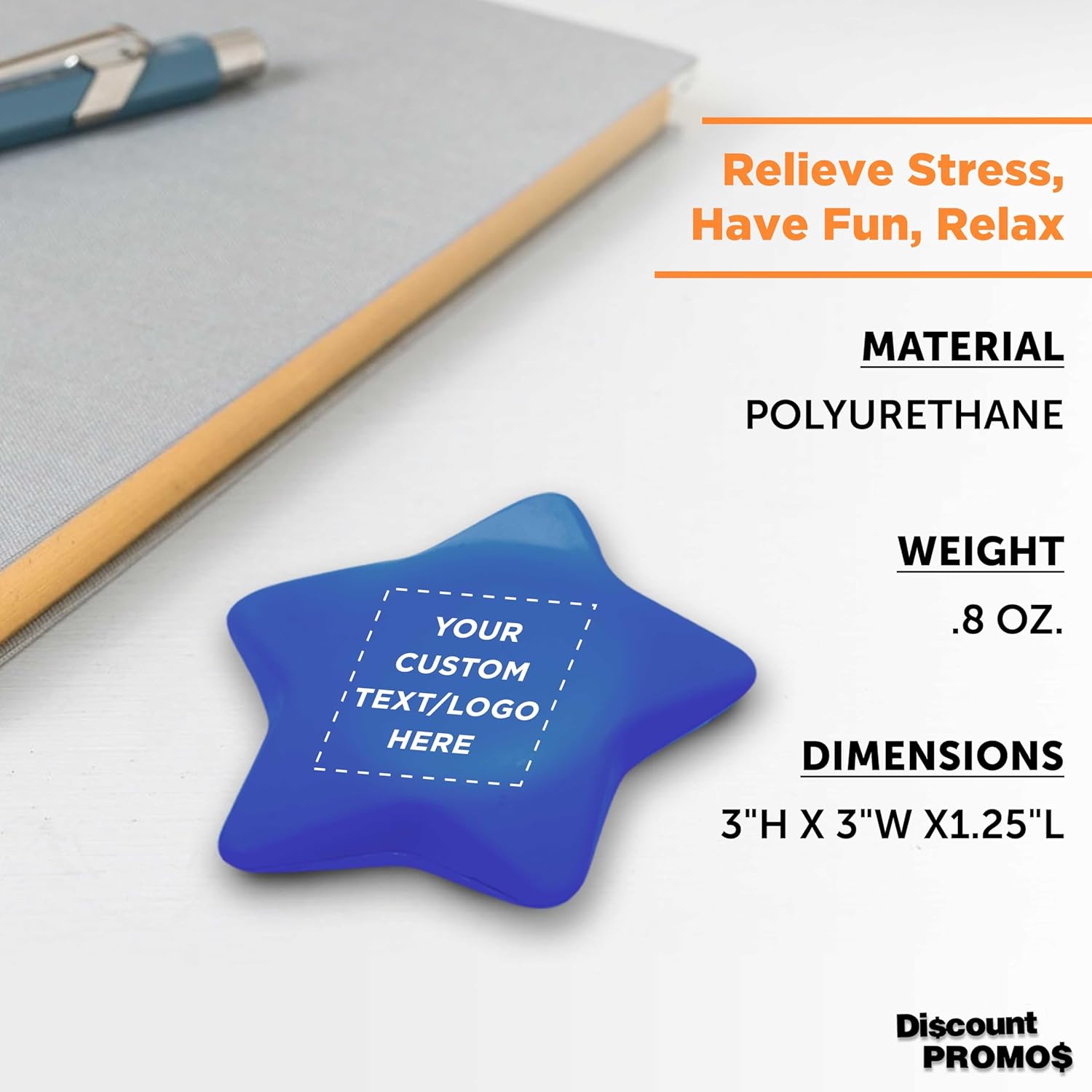 DISCOUNT PROMOS Custom Star Squeeze Balls Set of 10/50/100, Pesonalized Bulk Pack - Perfect for Promotional Giveaways - Blue
