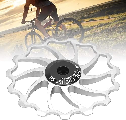 Miniatura 8 de Drfeify Rueda guía del desviador trasero, pieza de repuesto de polea guía de bicicleta 15T de alta lubricidad para bicicletas de montaña plegables