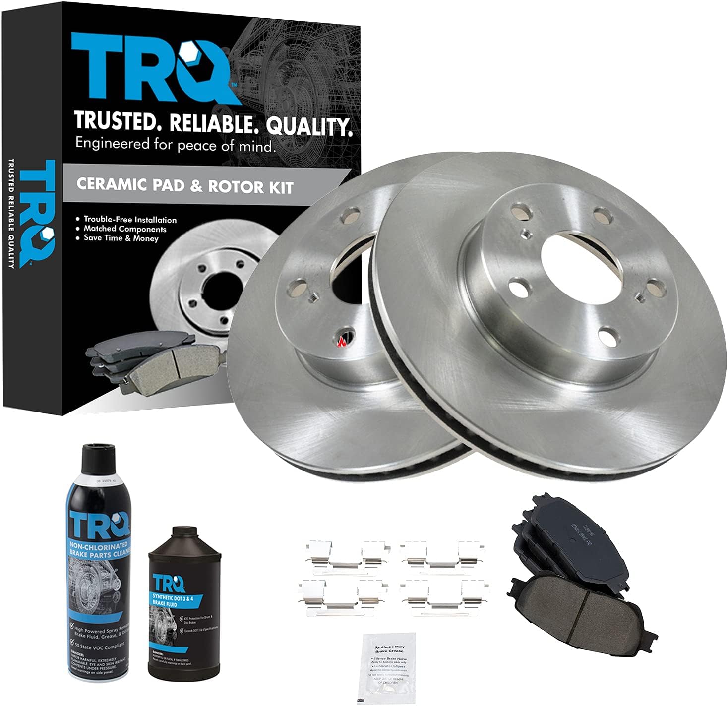 TRQ Front Brake Pad & Rotor Kit Ceramic Compatible with 2005-2015 Toyota Tacoma