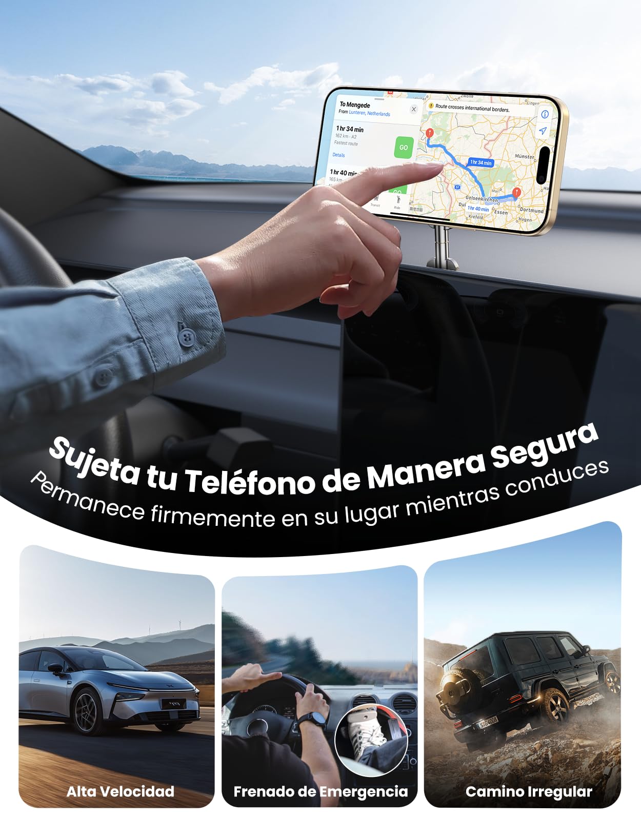 Magnetic Mobile Phone Car Holder with Vacuum Suction Nano Gel Enhanced, Adjustable 360° & Foldable Support Telemovel Cart for MagSafe, Includes Metal Ring, Universal for iPhone/Android — view 7