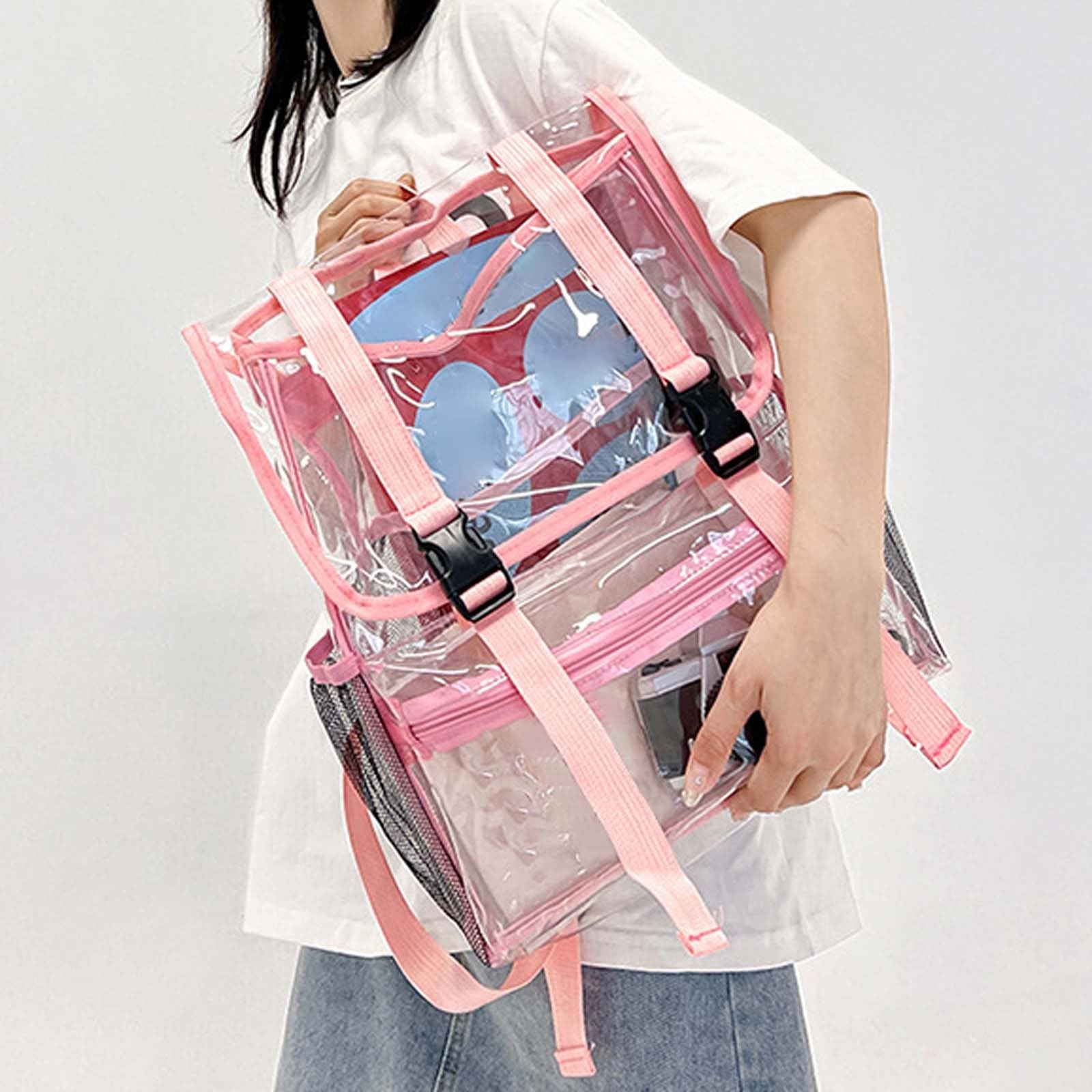 Zaino Scuola Elementare Bambina, Zaino Scuola Resistente, Zaino in PVC Trasparente per Studenti delle scuole Medie e Superiori, Grande capacità, Adatto per Nuoto e Fitness