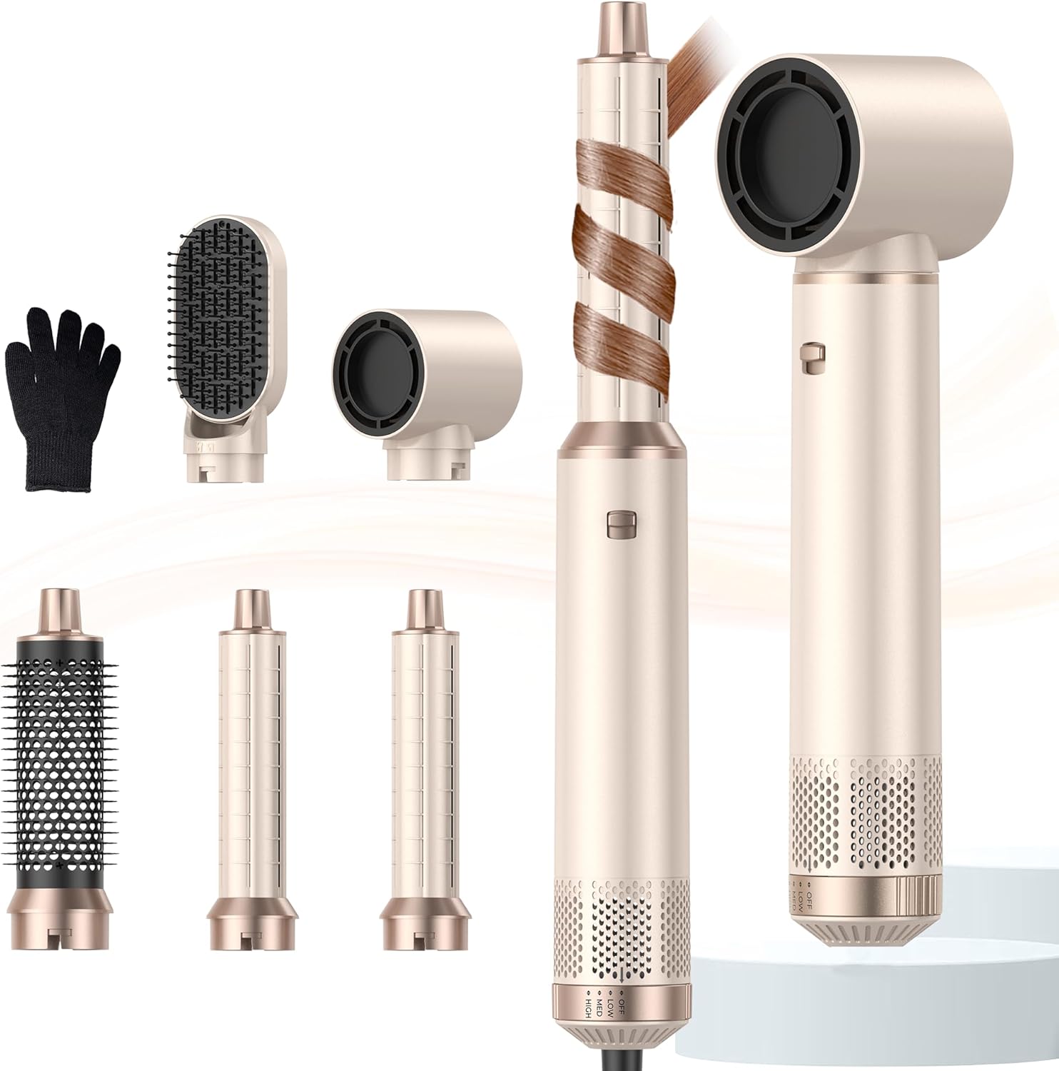 Blow Dryer Brush 5 in 1, Negative Ion Hair Dryer Brush Set Upgrade Hot Air Brush Air Styler Curling Wrap Air Curler, Curling Iron Hair Styling Tools As A Gift for Straight/Curl/Drying/Smoothing Blow Dryer Brush 5 in 1, Negative Ion Hair Dryer Brush Set Upgrade Hot Air Brush Air Styler Curling Wrap Air Curler, Curling Iron Hair Styling Tools As A Gift for Straight/Curl/Drying/Smoothing