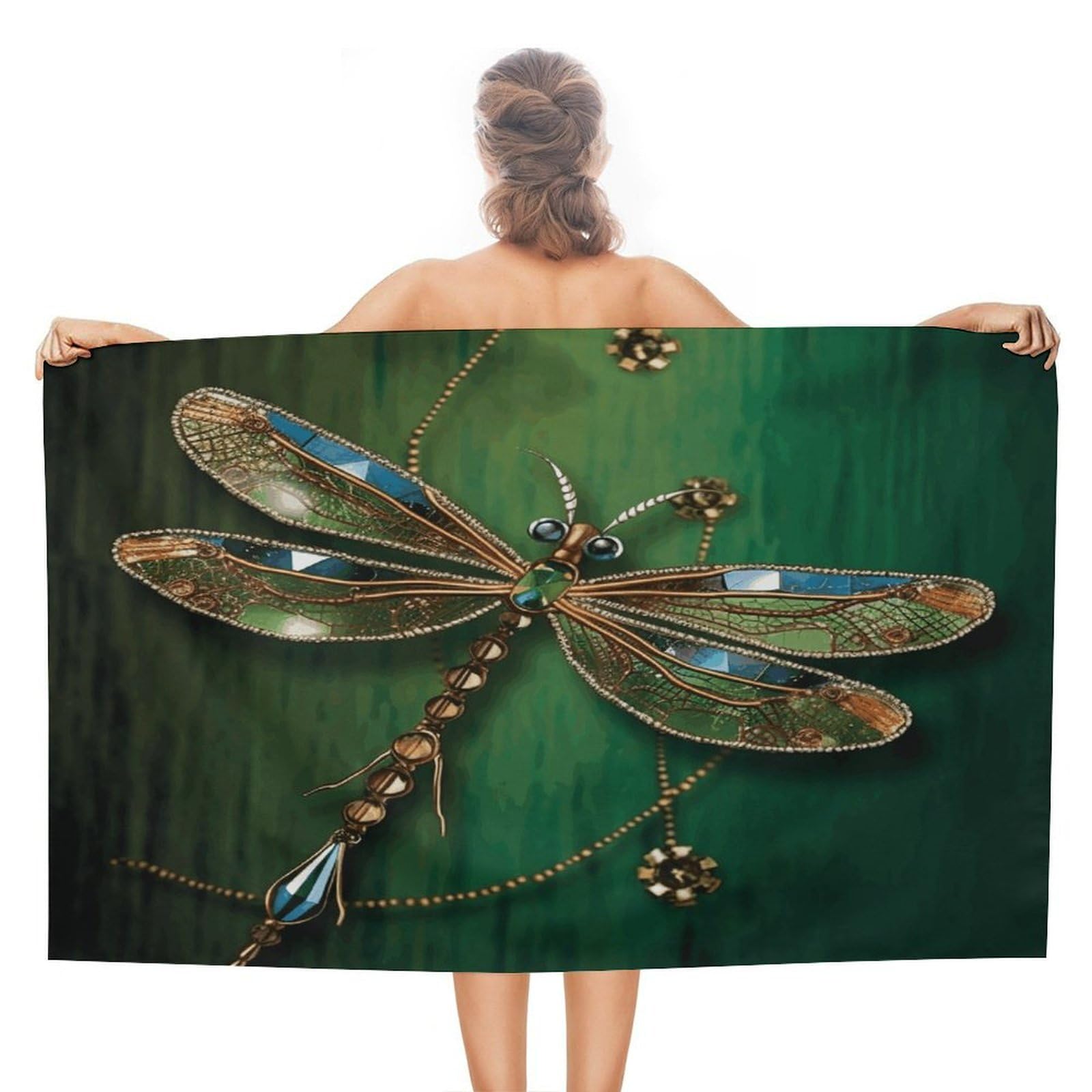 VstaDank Jewel Dragonfly Beach Towels Super Absorbent Soft Lightweight Towel Large Stylish Swim Pool Towels Quick-Dry Oversize Bath Towel Travel Blankets for Adult Vacation&Gift