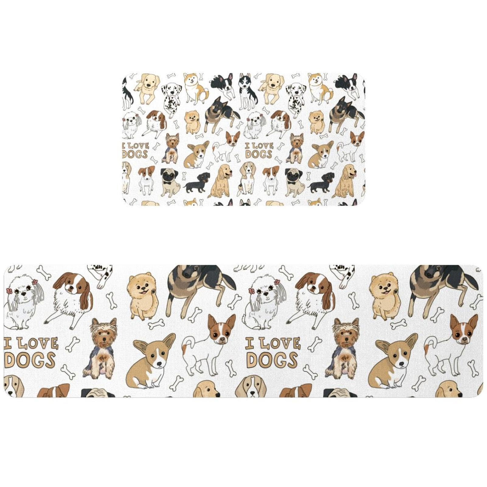Tapis de cuisine antidérapant lot de 2 absorbant lavable motif chien
