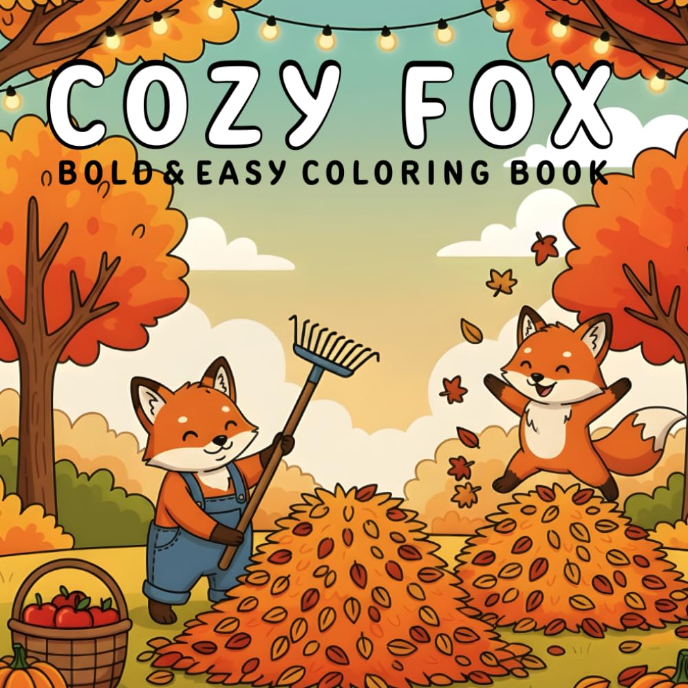 Cozy Fox: Coloring Book for Adults and Kids, Bold and Easy, Simple and Big Designs for Relaxation Featuring Cute Foxes
