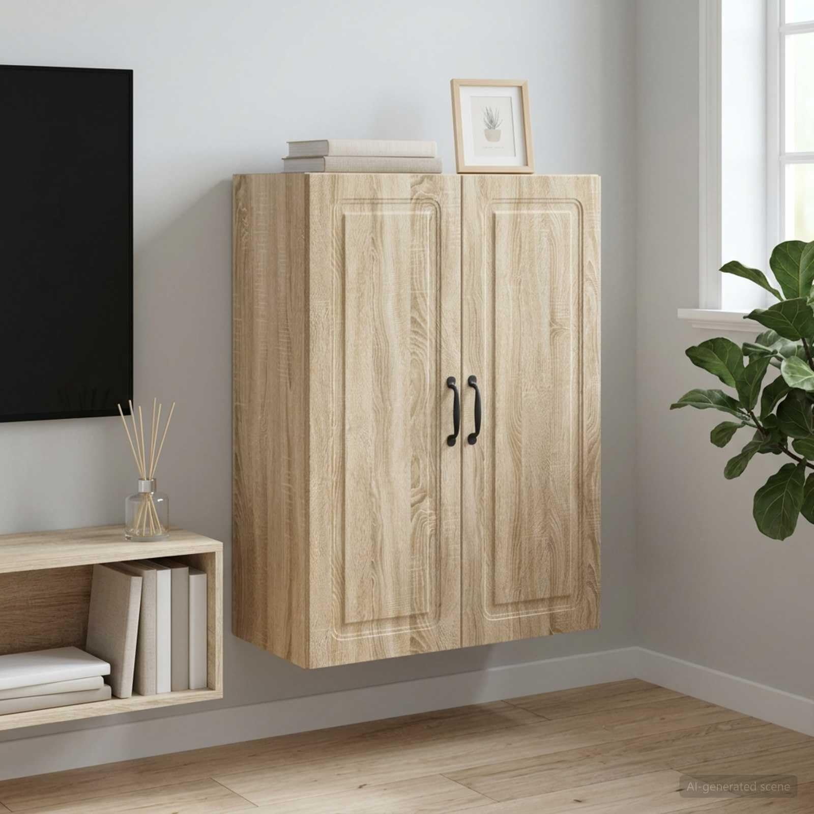 Mueble de almacenamiento para oficina y hogar con estantes colgantes