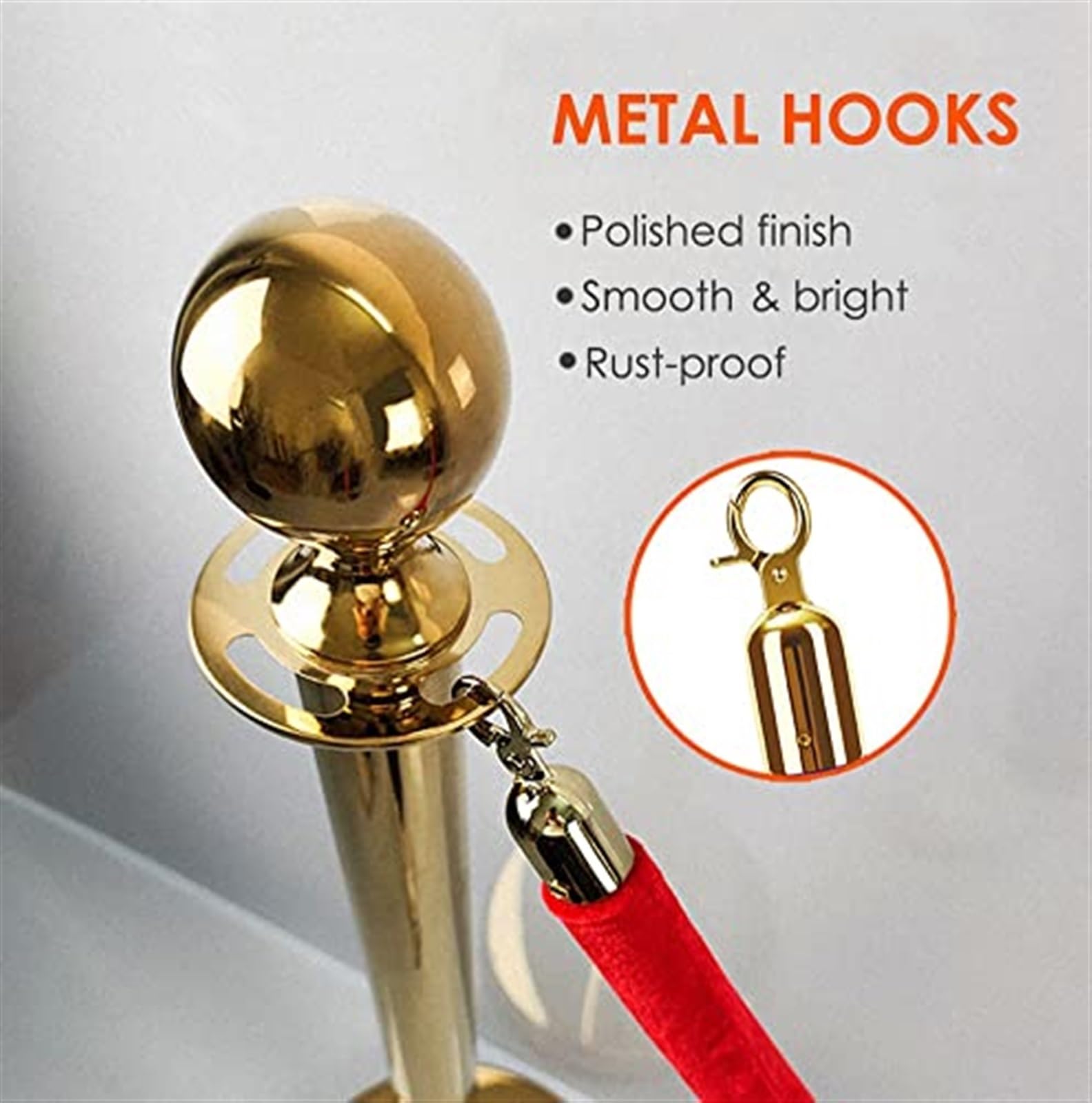 Corda Divisoria Per Code 1,5 M | Con Ganci, Per Controllo Folla, Blu - Foto 3