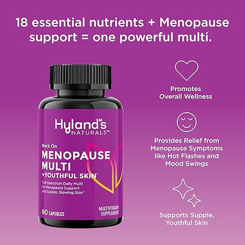 Miniatura 2 de Hyland's Rock On Menopausia and Youth Skin Multivitamínico para mujeres con apoyo inmunológico, 60 cápsulas, alivio de la menopausia para mujeres