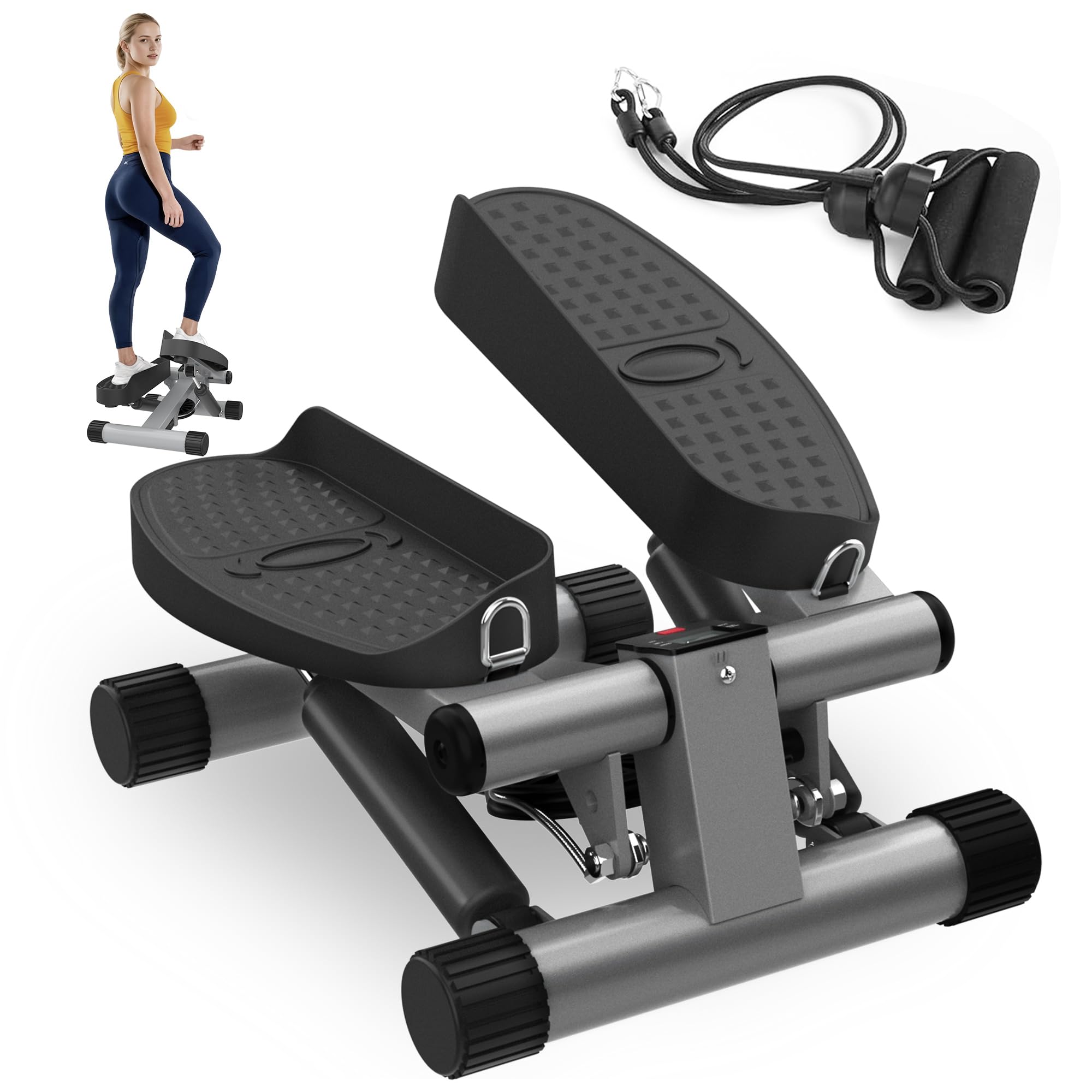 Niceday Mini Stepper for Home | Up-Down Swing Stepper with Power Ropes | Stepper Home Trainer with LCD Display | 2 in 1 Training Device up to 100 kg | Leg / Arm Trainer, Home Fitness Exercise-image-26