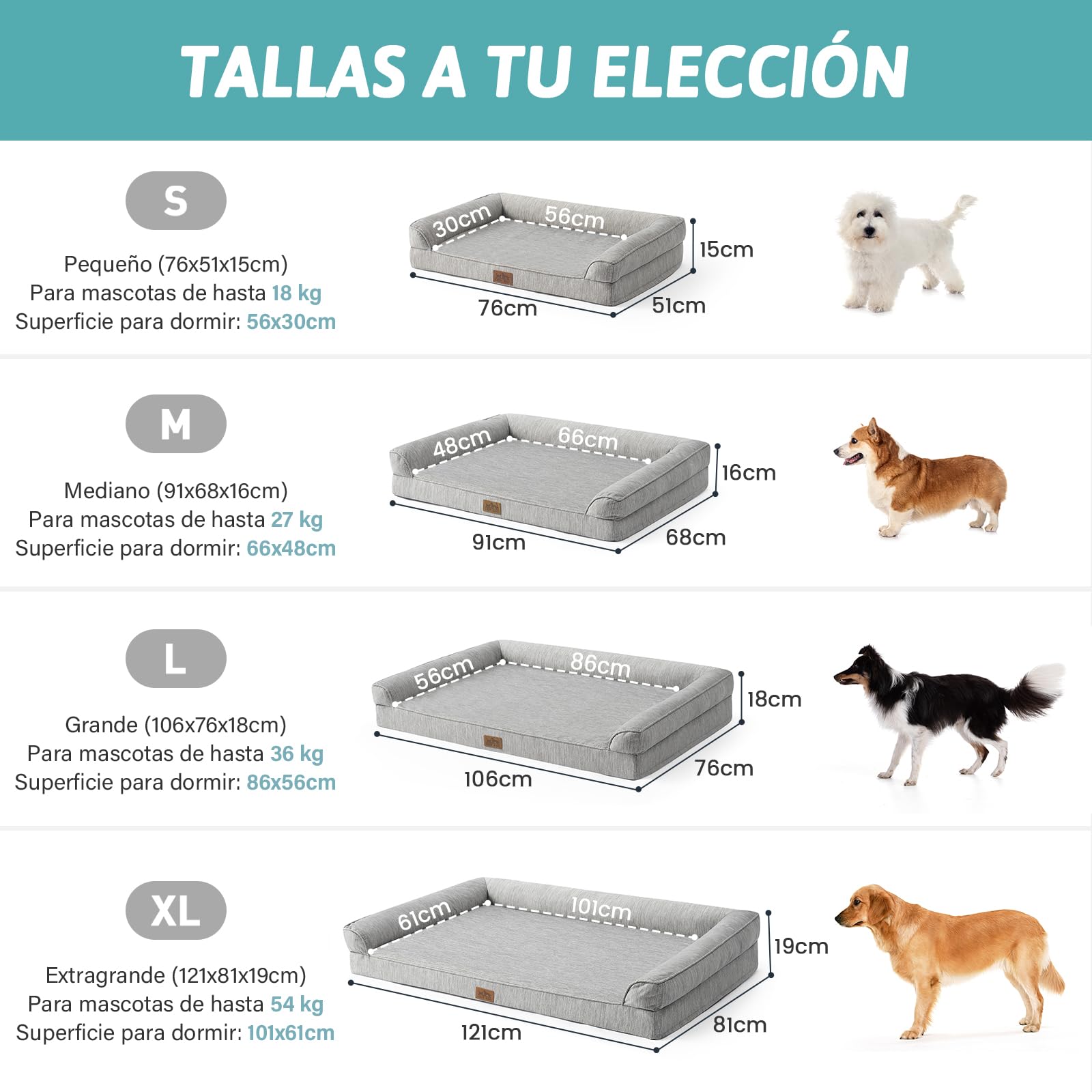 COZY KISS Cama Refrigerante Ortopédica para Perros Talla XL 107x76x18 cm - Sofá Ergonomico para Perros con Funda Desenfundable y Lavable & Espuma de Alvéolos, Impermeable, Gris Plateado, XL