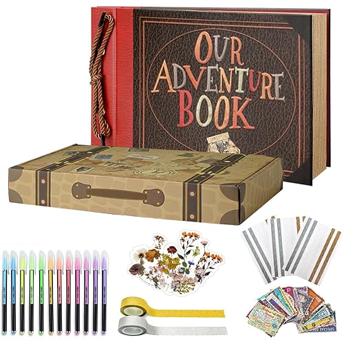 Vienrose Scrapbook Photo Album, Our Adventure Book Cardboard Ccover DIY Scrap Book Album with Scrapbook Supplies Exquisite Box for Couples Weddings, Travelling, Birthday, Christmas Day