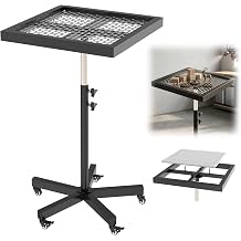 Tredre 3-in-1 Rotating Spray Paint Rack with Lockable Wheels, 27.8"40.9" Height Adjustable Cabinet Door Painting Stand, 360 Lifting Spray Painting Table for Doors, Parts & DIY Projects, Black