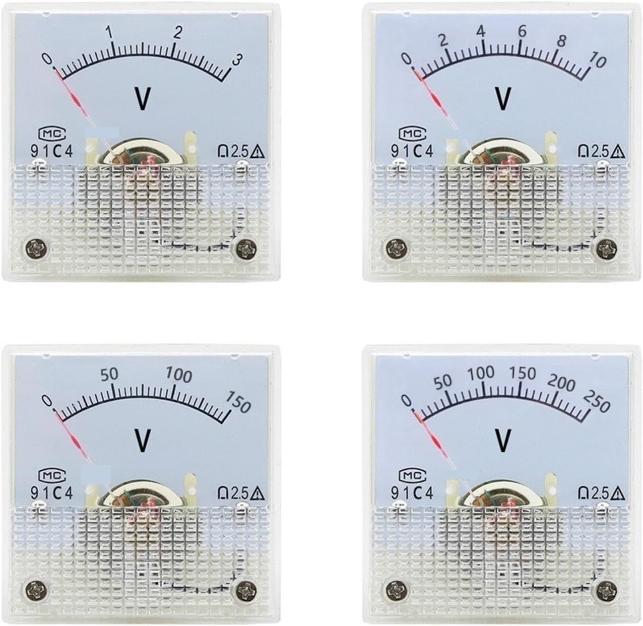 YANHAO 91C4-V DC Pointer Type Voltage Meter 3/5/10/15/20/30/50/100/150/250/450V Analog Mechanics Plate Table 1Pcs (Size : 5V)
