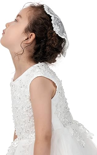 Miniatura 3 de PAMOR Velos de primera comunión para niñas de encaje capilla velo de mantilla velo de iglesia para bautismo católico círculo redondo