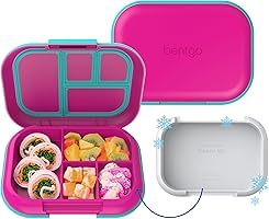 Bentgo Chill Kids Leak-Proof Lunch Box - 4-Compartment Bento Box with Built-In Ice Pack, 3.3 Cup Capacity, PFAS &...