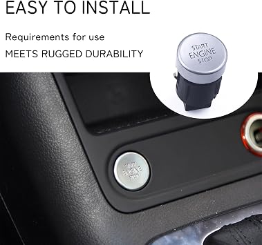 RuiWen VWIS013 Engine Start Stop Button Switch 5N0959839 5N0959839A 5N0959839B 5N0959839C Compatible with VW Tiguan 2009 2010 2011 2012 2013 2014 2015 2016 2017 2018